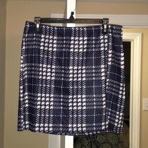 Navy Blue and white plaid mini skirt